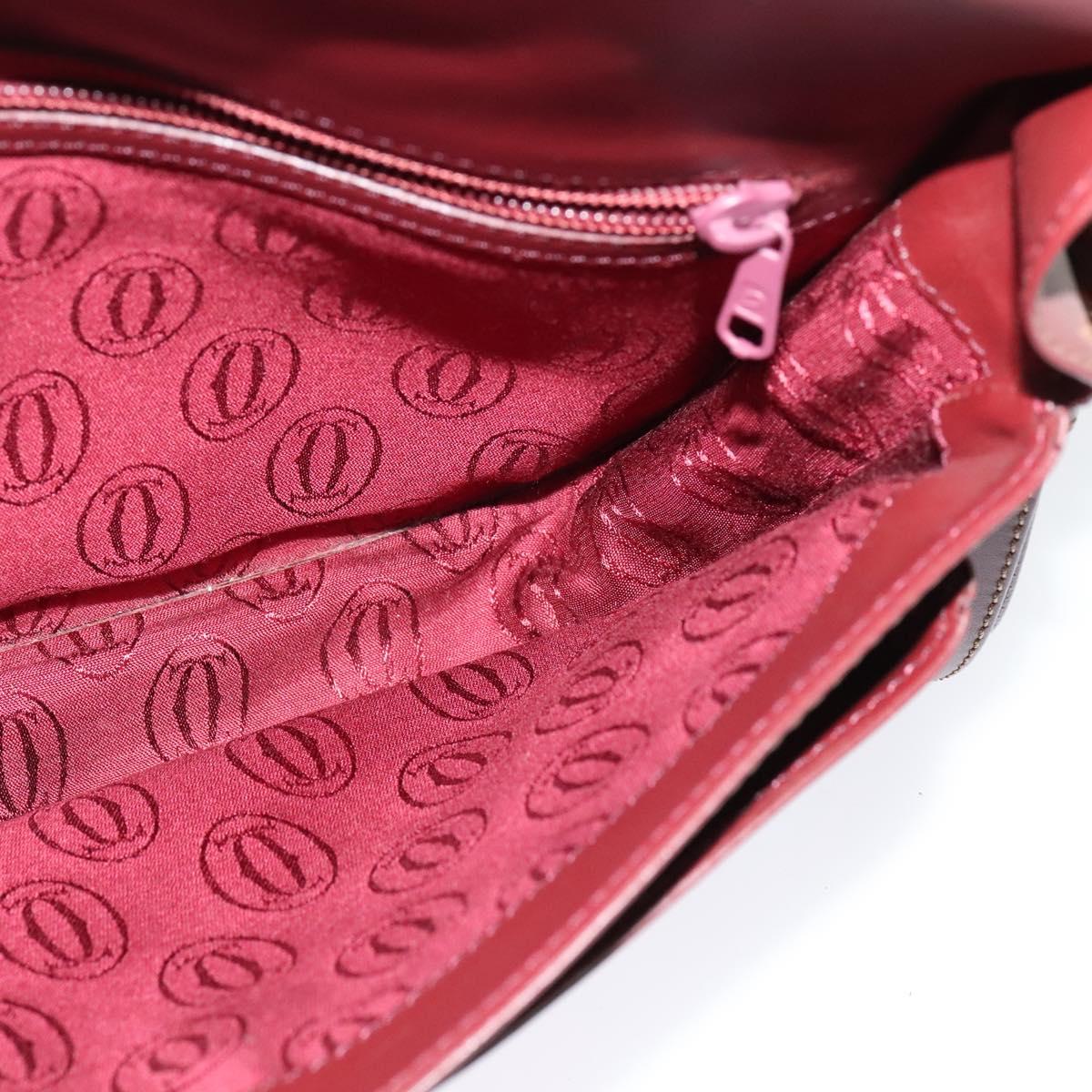CARTIER Must Line Shoulder Bag Leather Bordeaux Gold Auth 134112