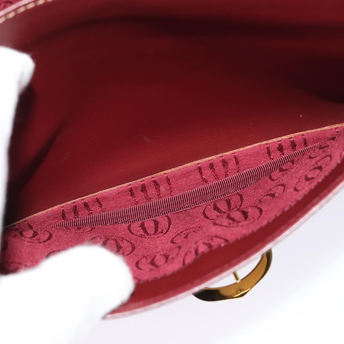 CARTIER Must Line Shoulder Bag Leather Bordeaux Gold Auth 134112