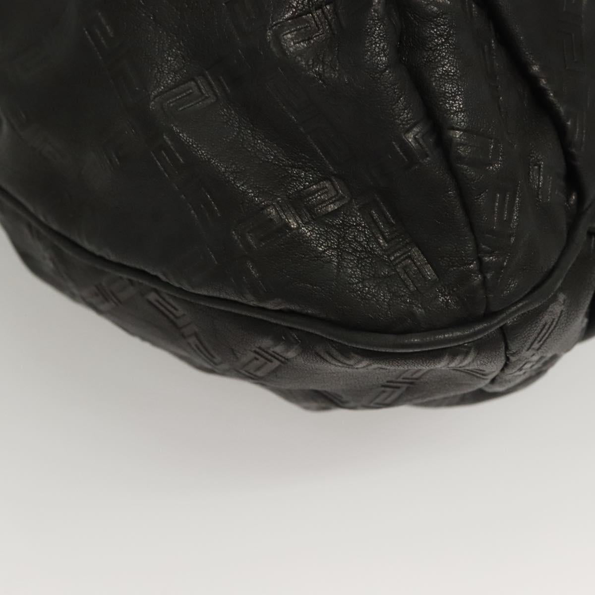 VERSACE Tote Bag Leather Black Gold Auth 134124