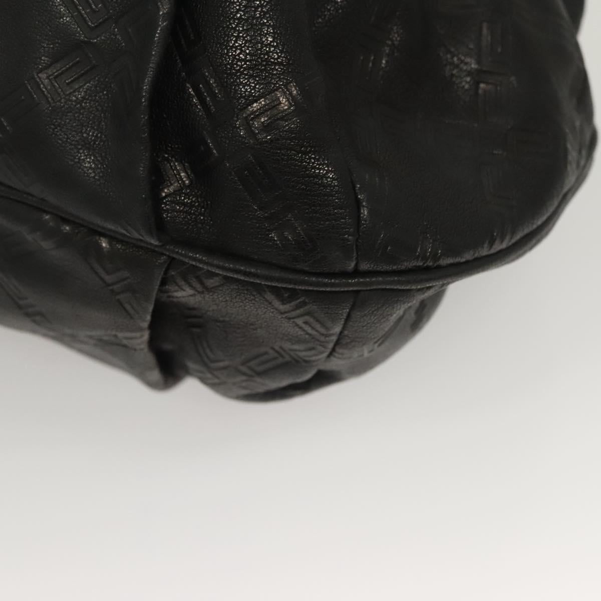 VERSACE Tote Bag Leather Black Gold Auth 134124