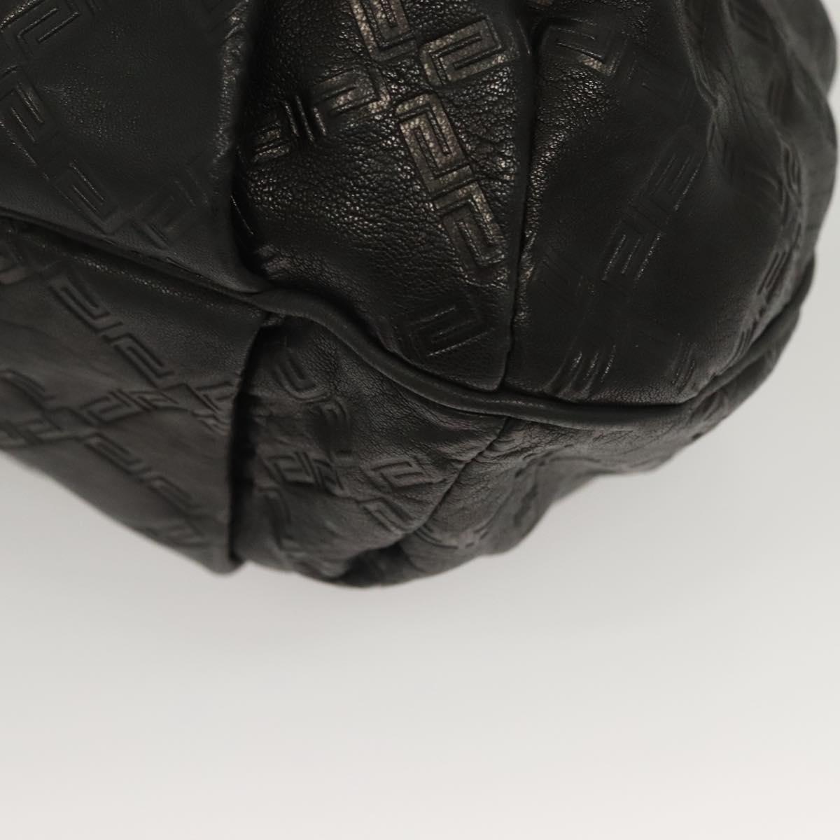 VERSACE Tote Bag Leather Black Gold Auth 134124