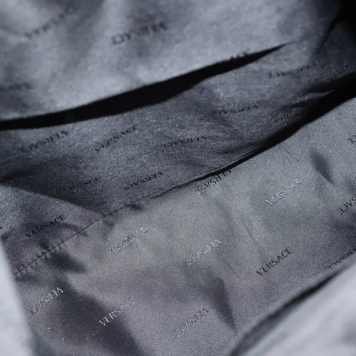 VERSACE Tote Bag Leather Black Gold Auth 134124