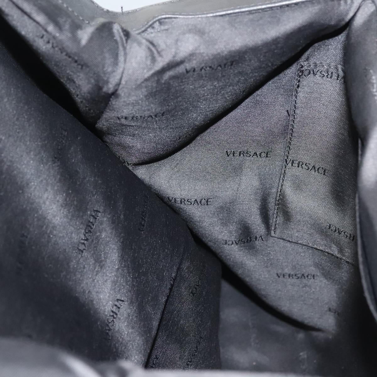 VERSACE Tote Bag Leather Black Gold Auth 134124