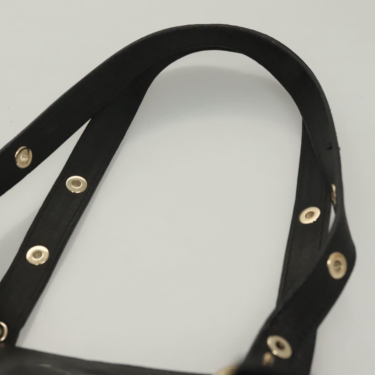 VERSACE Tote Bag Leather Black Gold Auth 134124