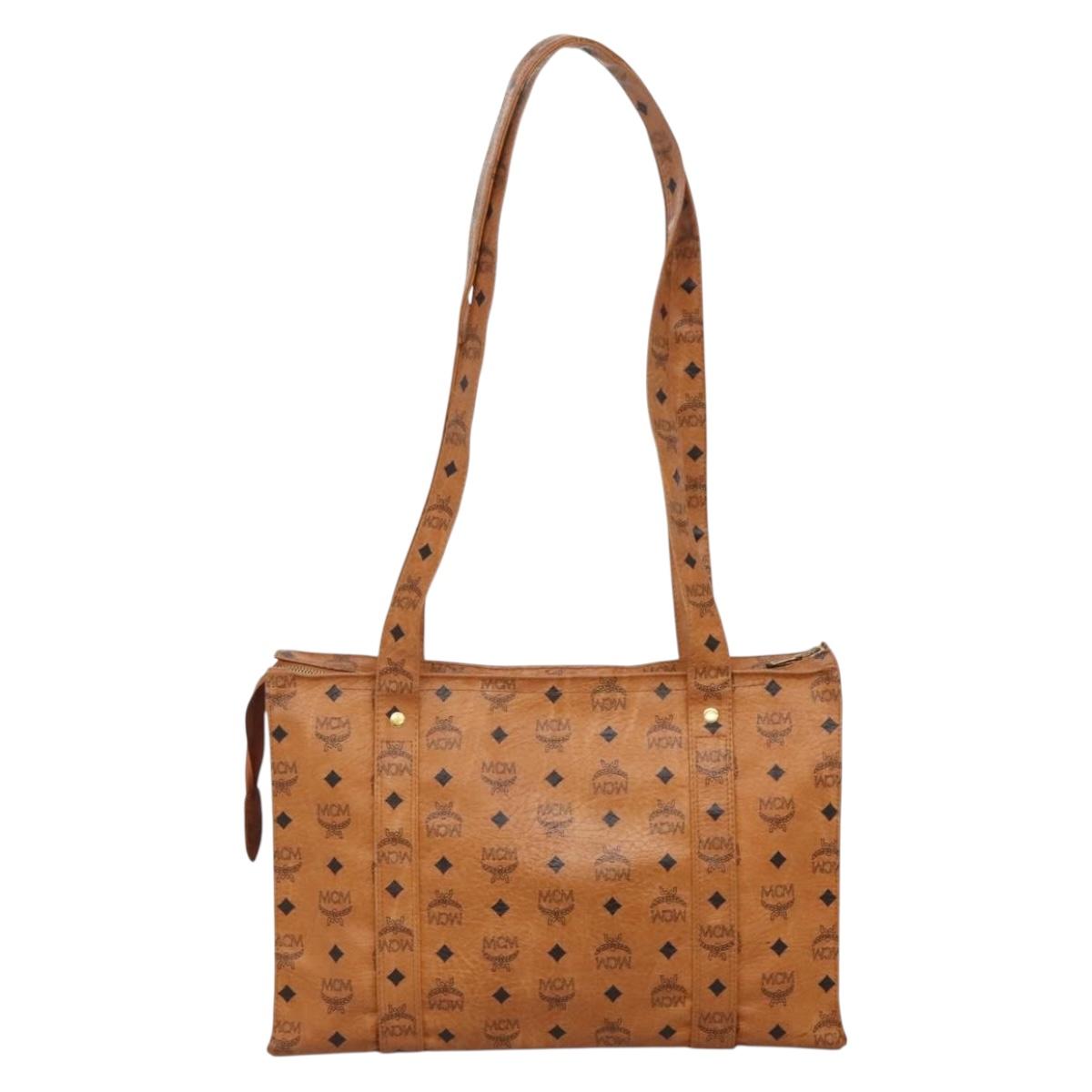 MCM Logogram Vicetos Shoulder Bag PVC Leather Brown Gold Auth 134128