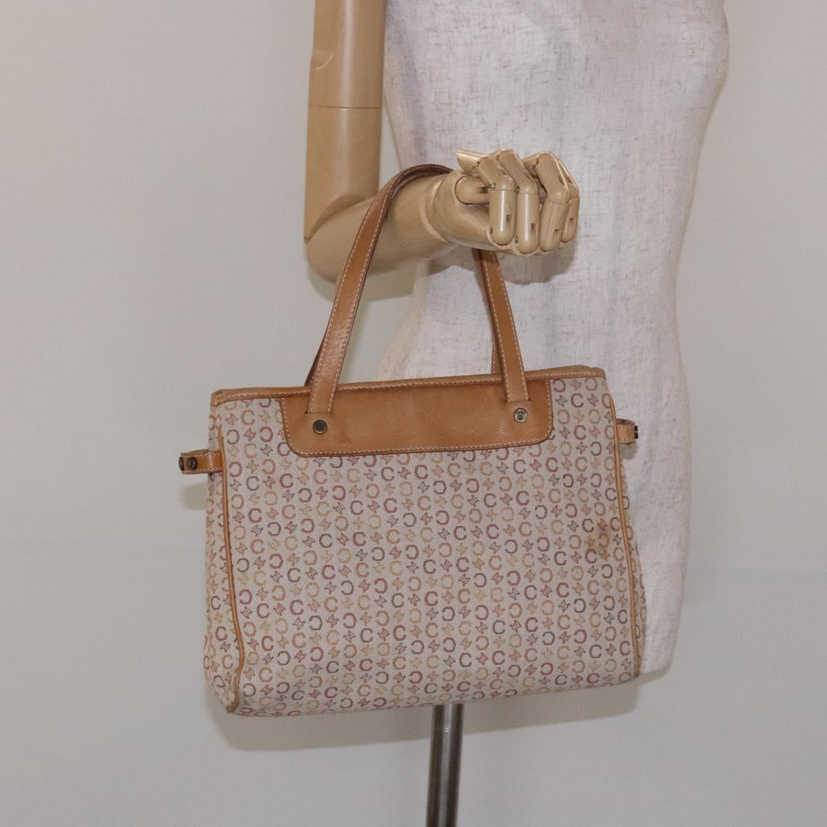 CELINE C Macadam Canvas Hand Bag Beige Auth 134129