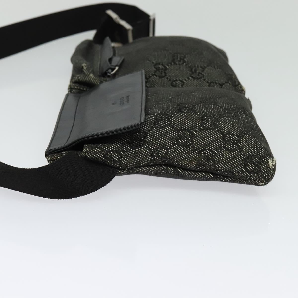 GUCCI GG Canvas Waist bag Gray Silver 28566 Auth 134140
