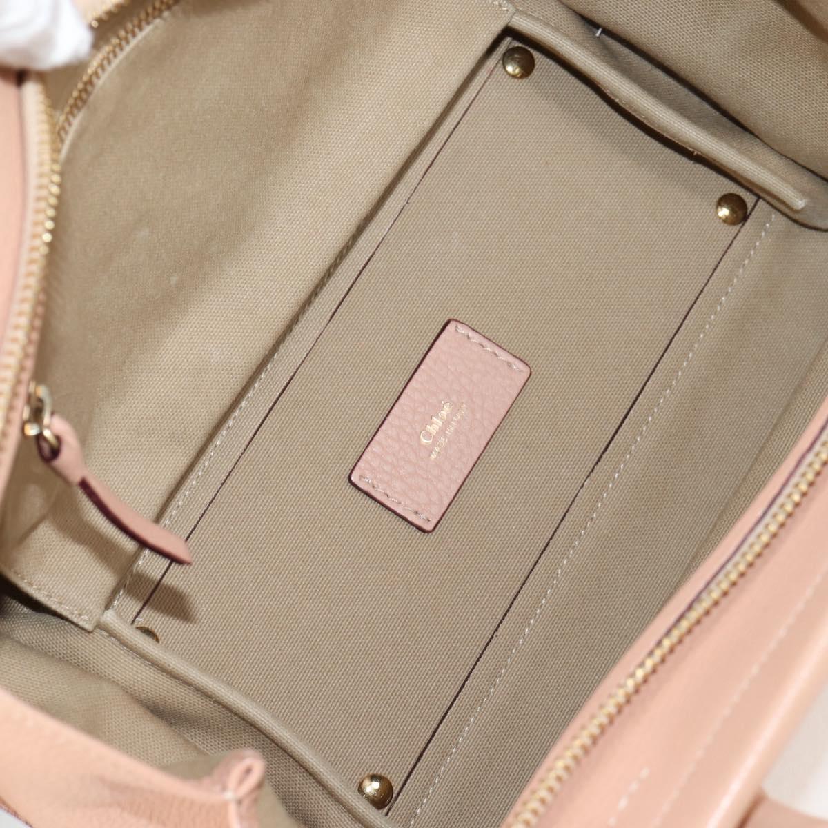 Chloe Everston Hand Bag Leather 2way Beige Gold Auth 134169V
