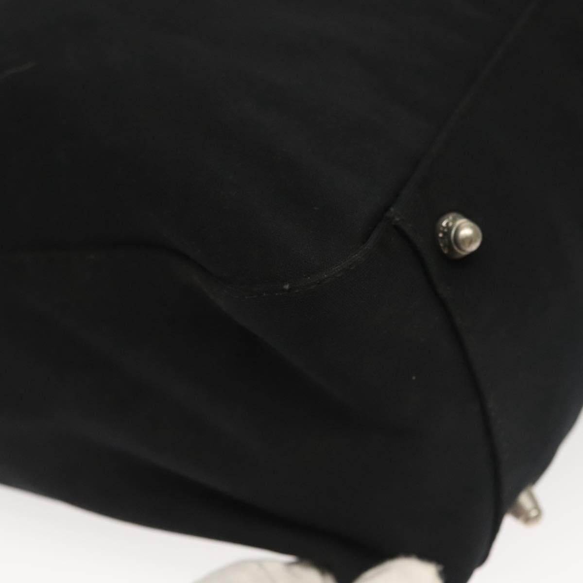 FENDI Hand Bag Cotton Black Silver Auth 134172