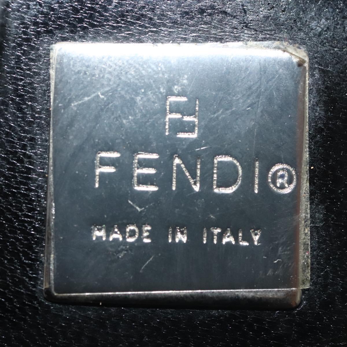 FENDI Hand Bag Cotton Black Silver Auth 134172