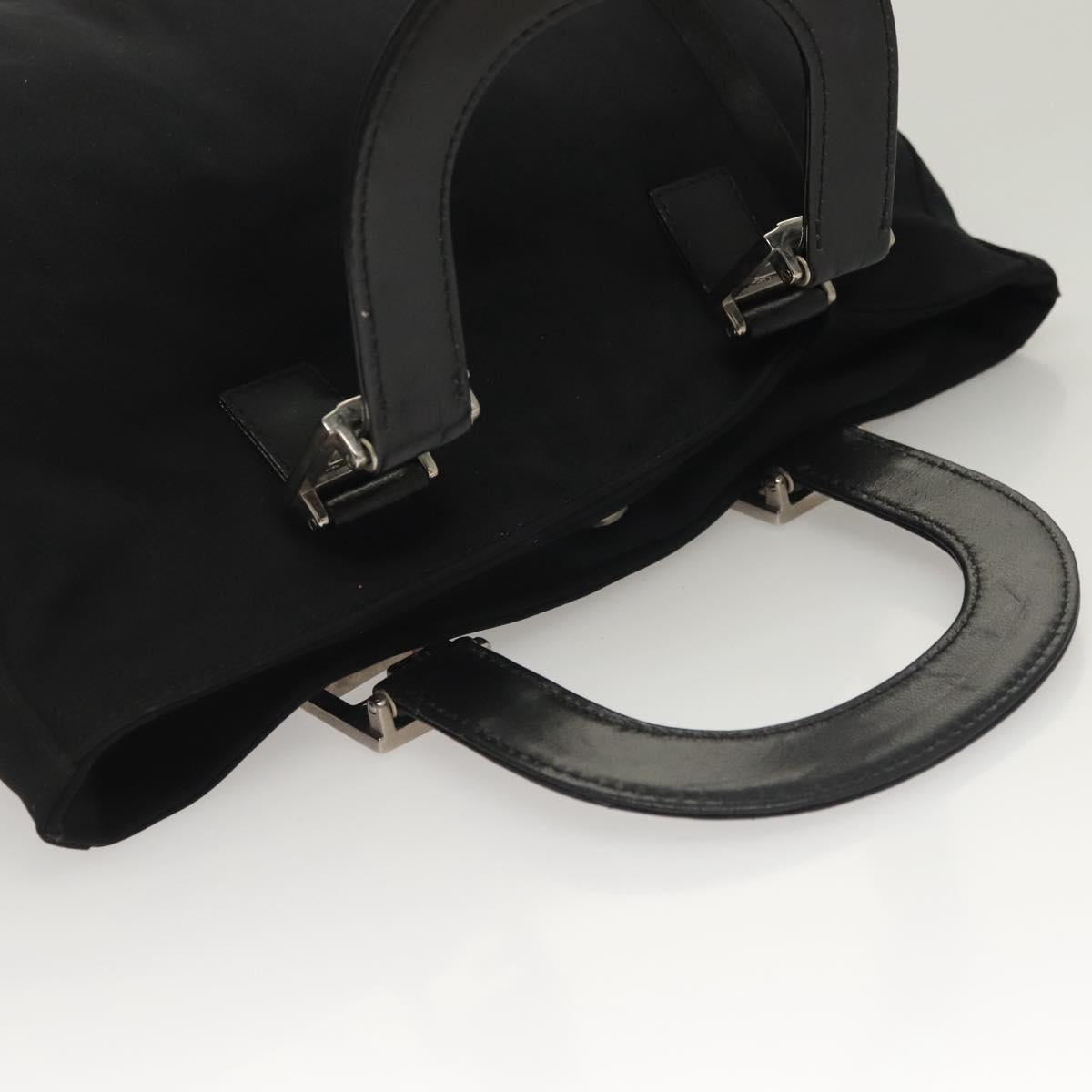 FENDI Hand Bag Cotton Black Silver Auth 134172