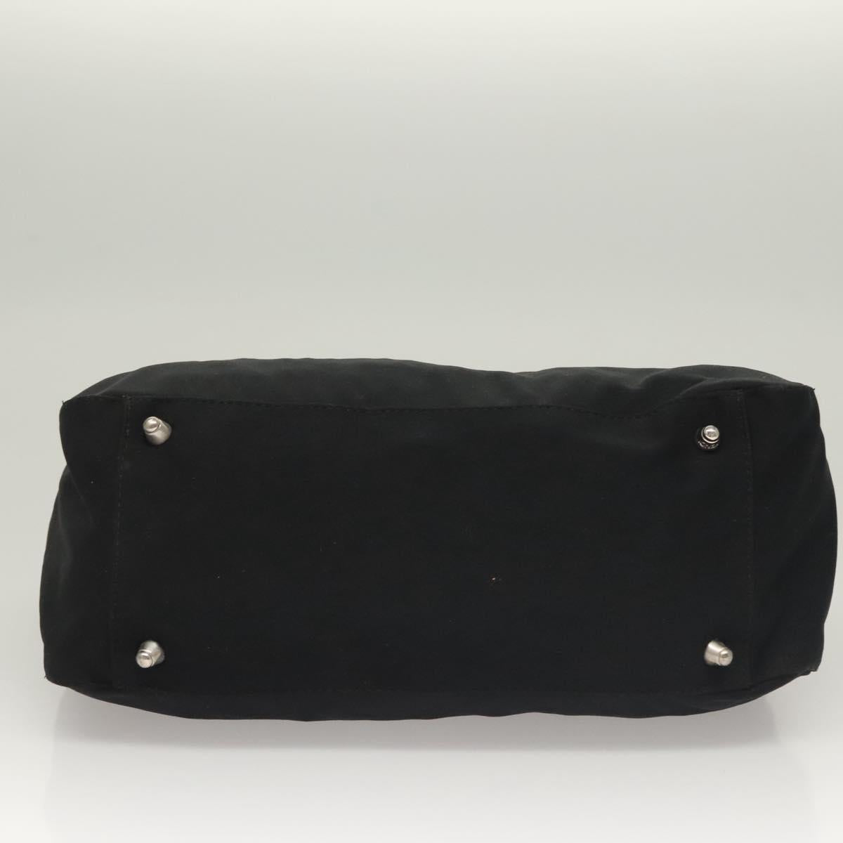 FENDI Hand Bag Cotton Black Silver Auth 134172