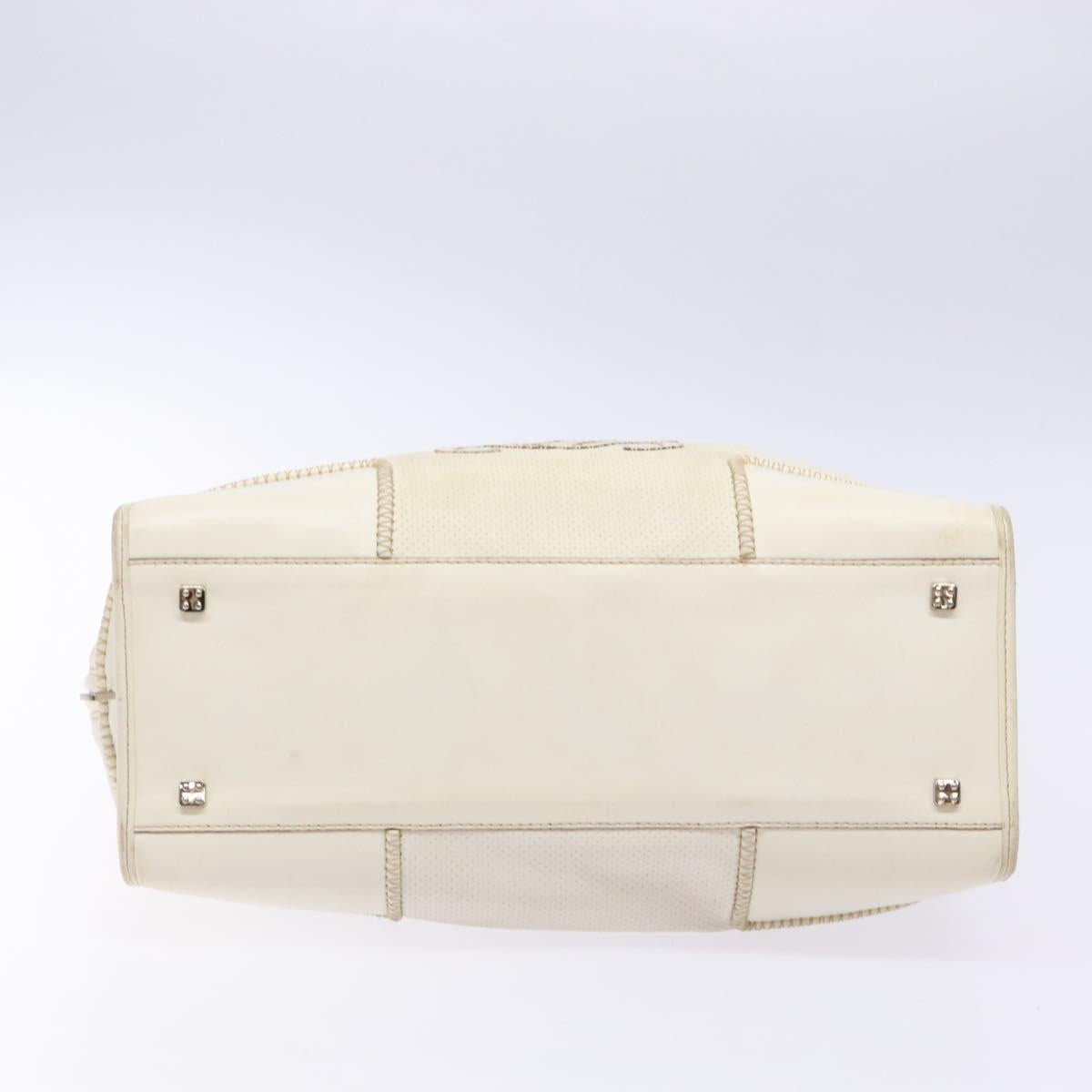 LOEWE Anagram Amazona 36 Hand Bag Leather White Silver Auth 134180