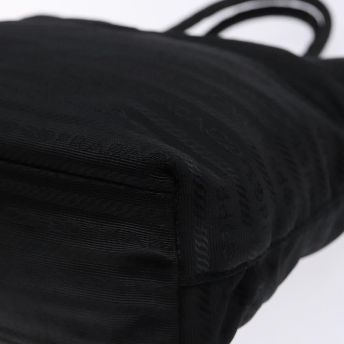 PRADA Hand Bag Nylon Black Silver Auth 134200