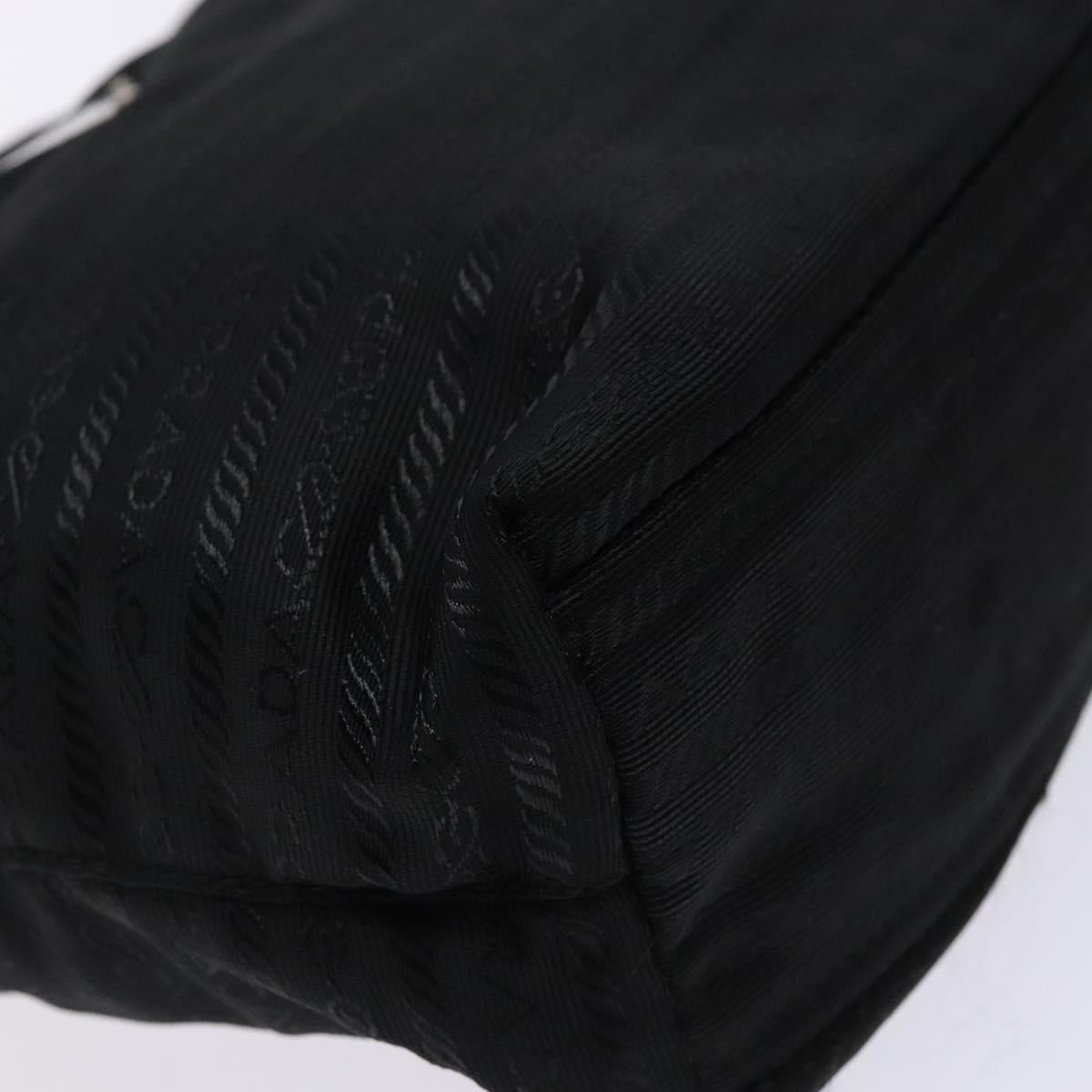 PRADA Hand Bag Nylon Black Silver Auth 134200