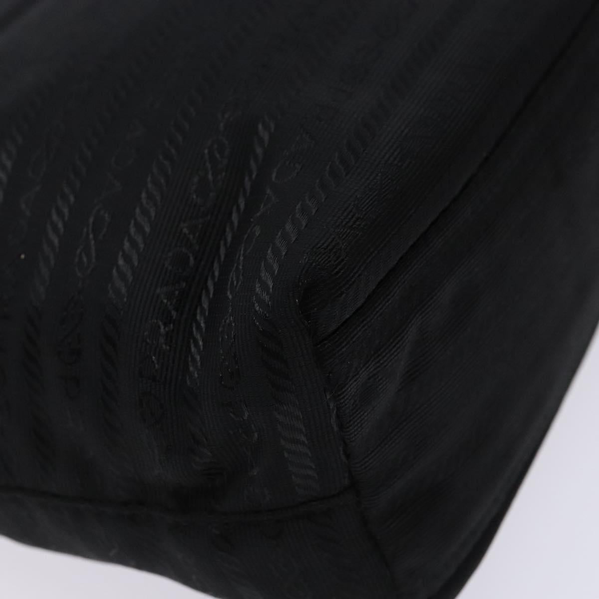 PRADA Hand Bag Nylon Black Silver Auth 134200