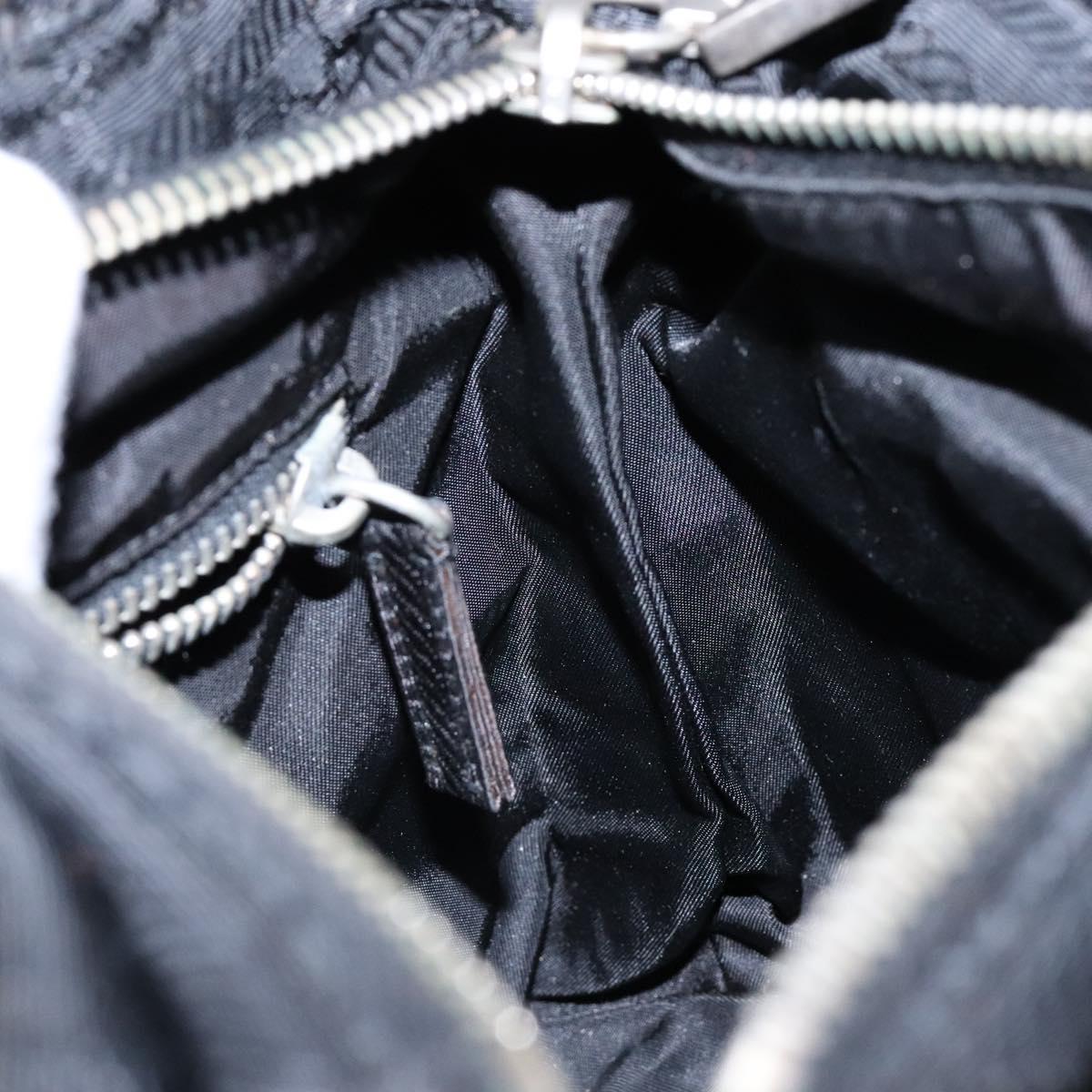 PRADA Hand Bag Nylon Black Silver Auth 134200