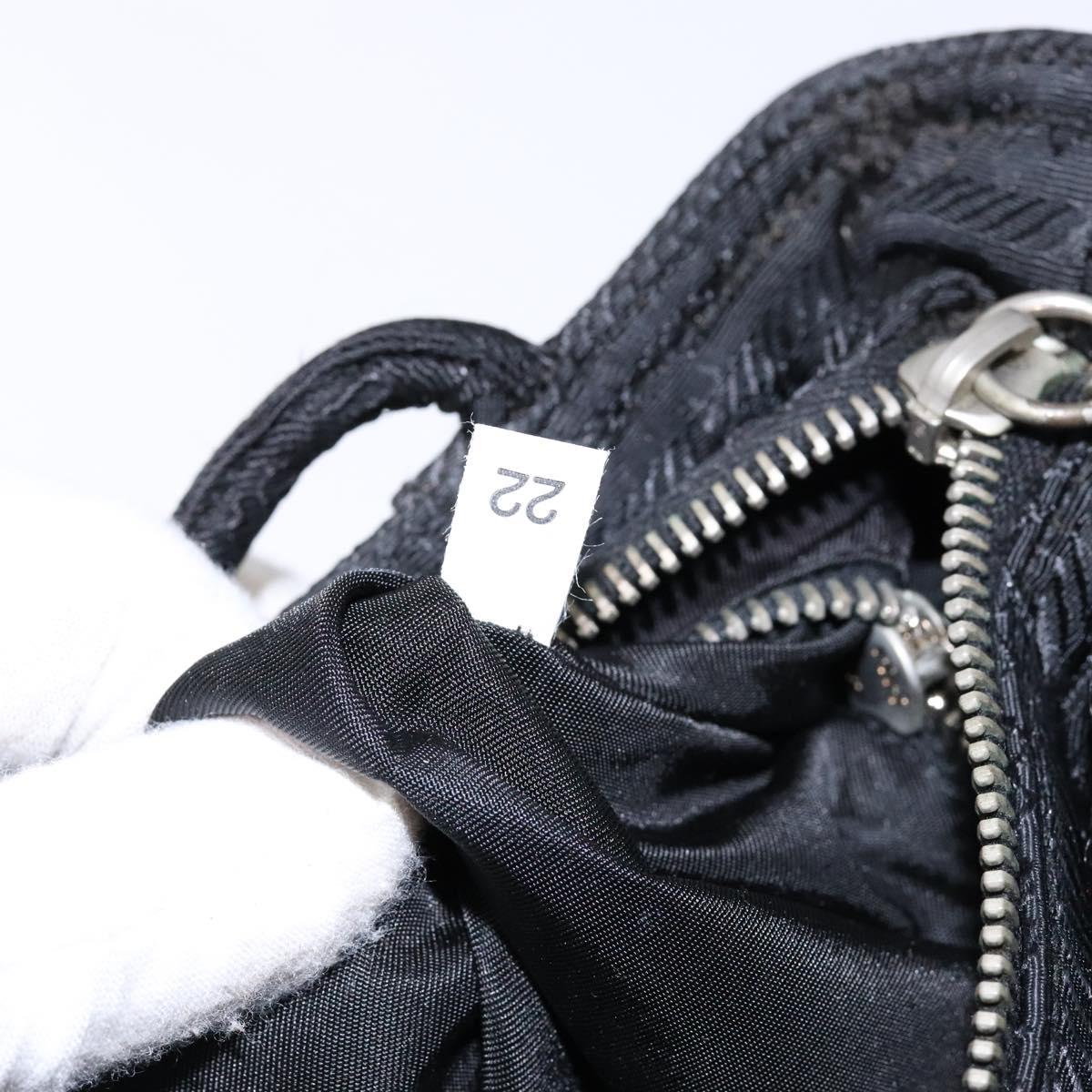 PRADA Hand Bag Nylon Black Silver Auth 134200