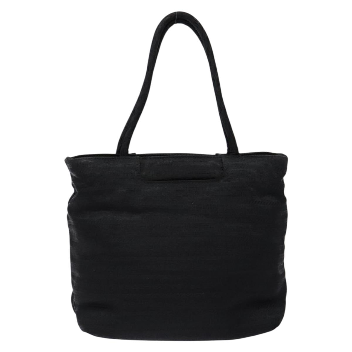 PRADA Hand Bag Nylon Black Silver Auth 134200