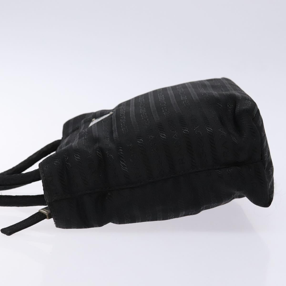 PRADA Hand Bag Nylon Black Silver Auth 134200