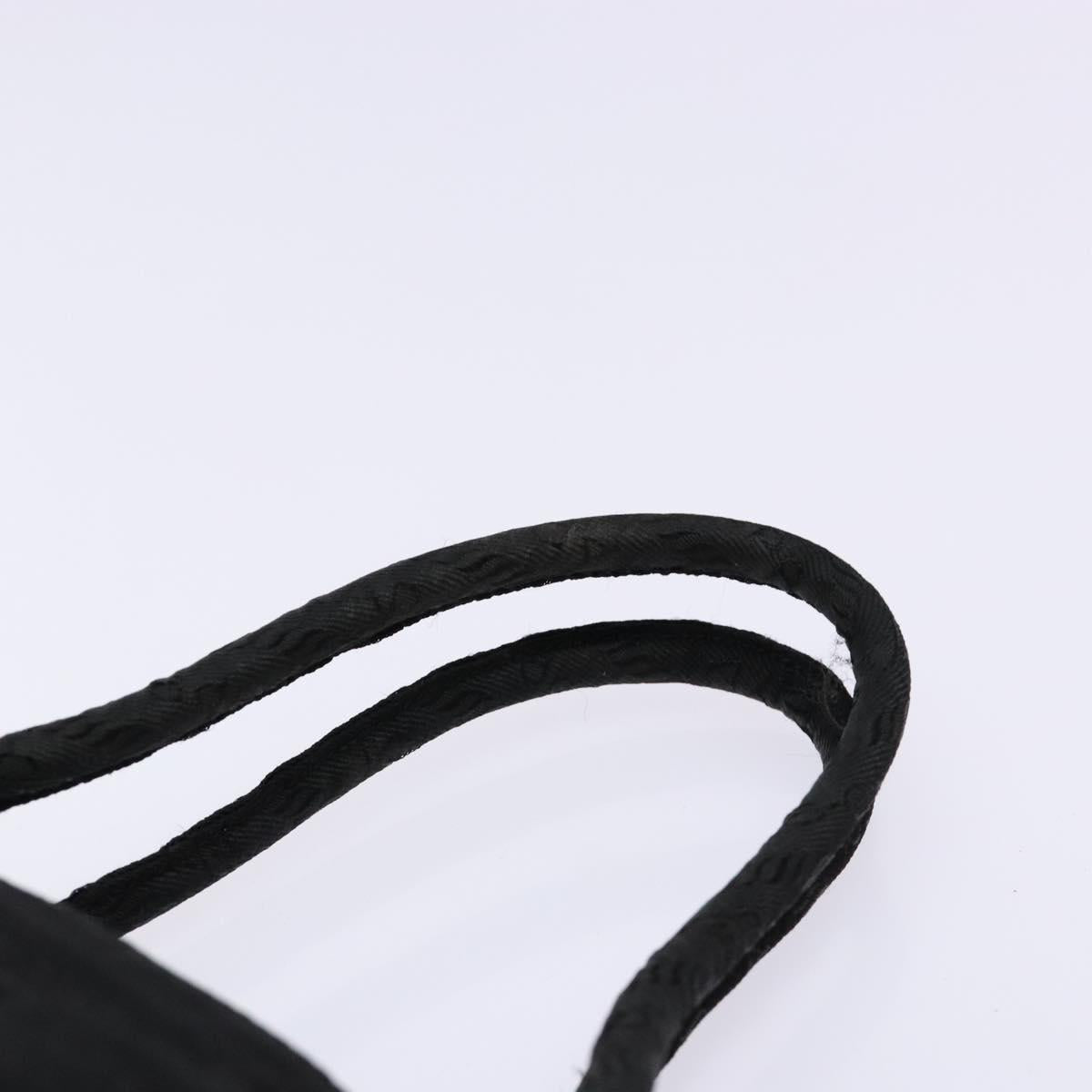 PRADA Hand Bag Nylon Black Silver Auth 134200