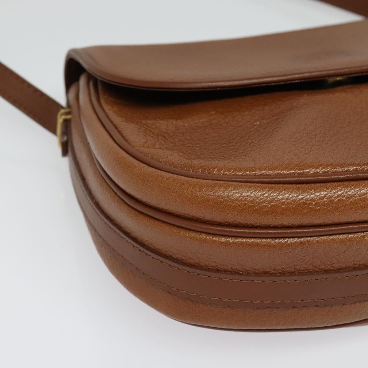 Burberrys Shoulder Bag Leather Brown Gold Auth 134218