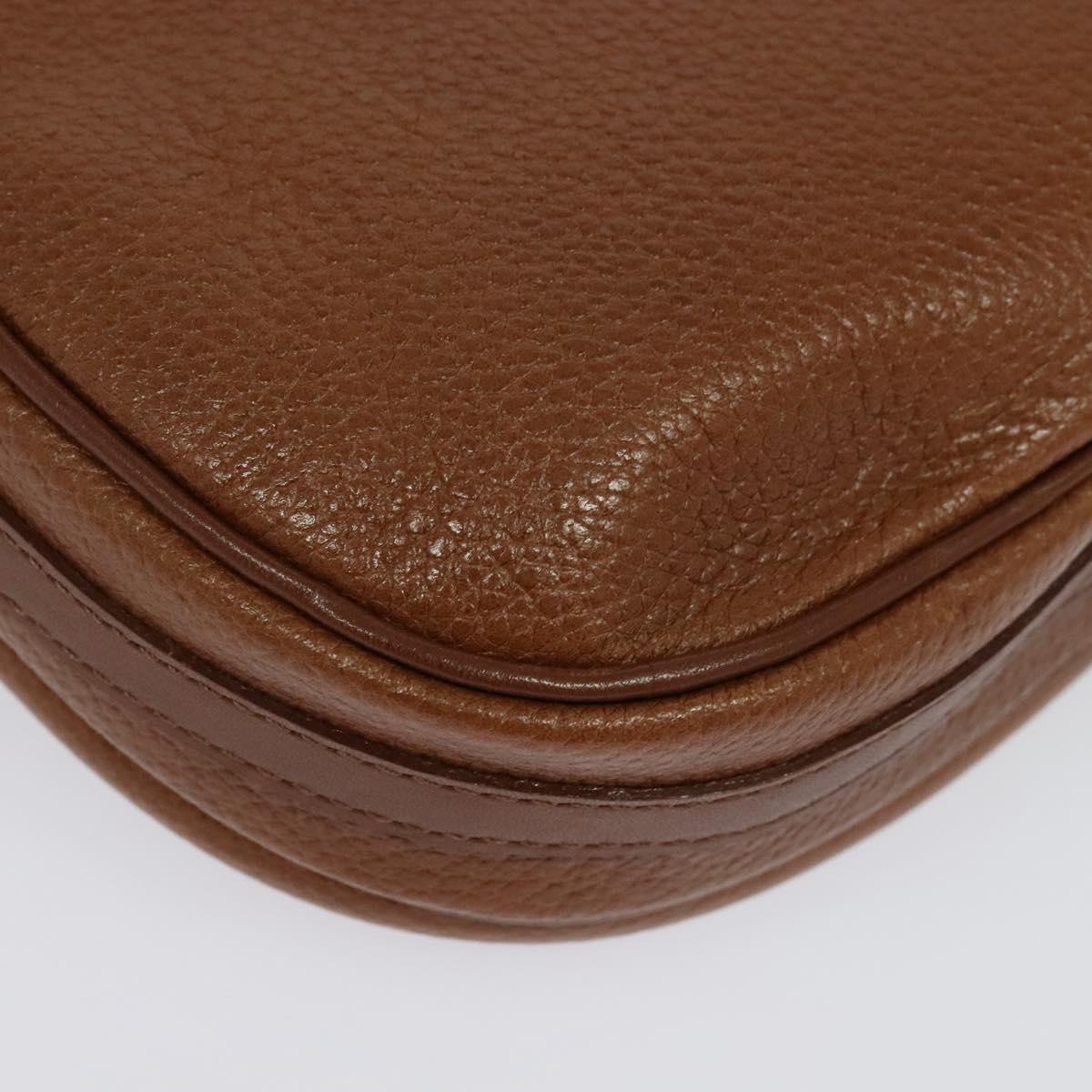 Burberrys Shoulder Bag Leather Brown Gold Auth 134218