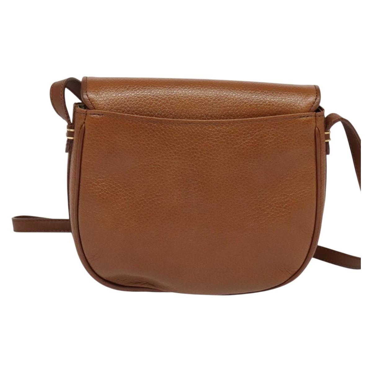 Burberrys Shoulder Bag Leather Brown Gold Auth 134218