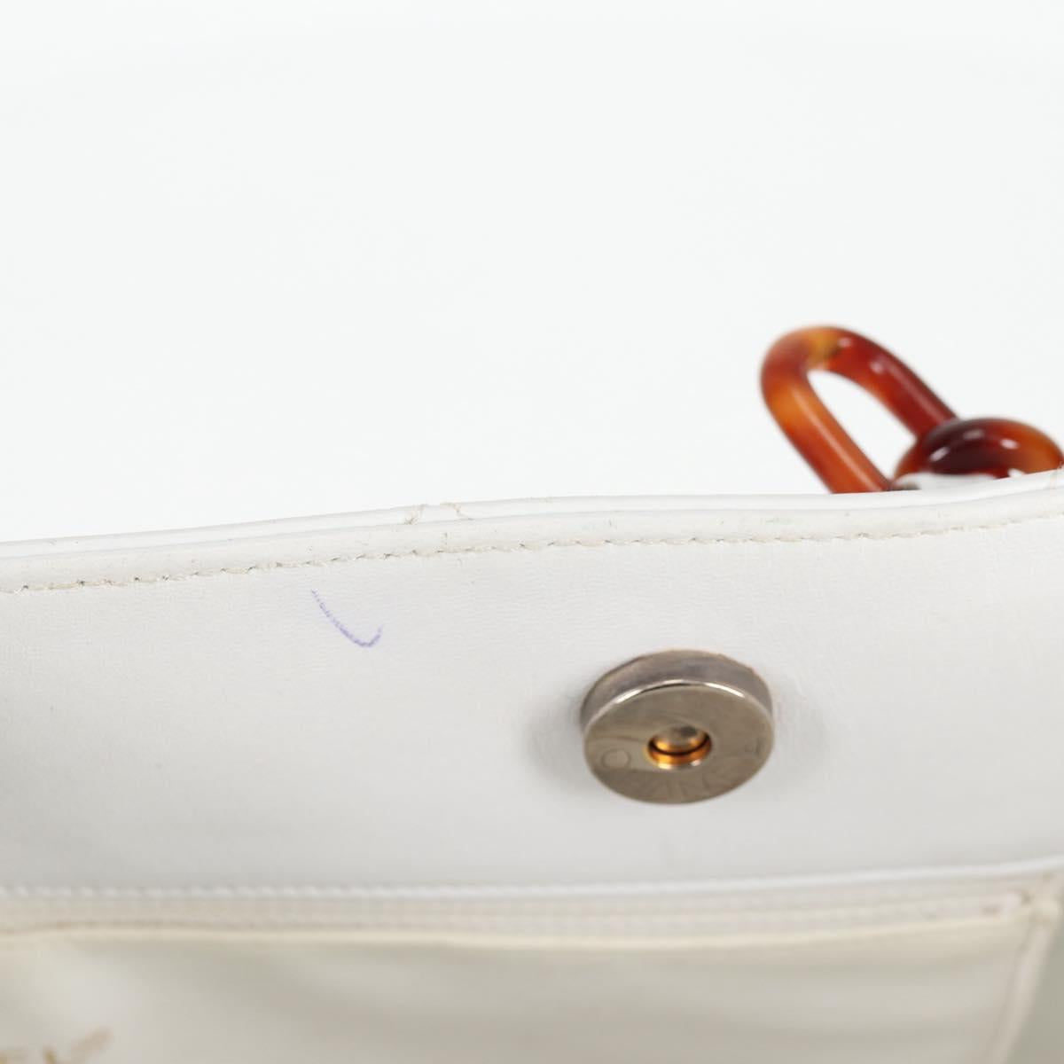 CHANEL Matelasse Chain Shoulder Bag Lamb Skin White CC Auth 134221