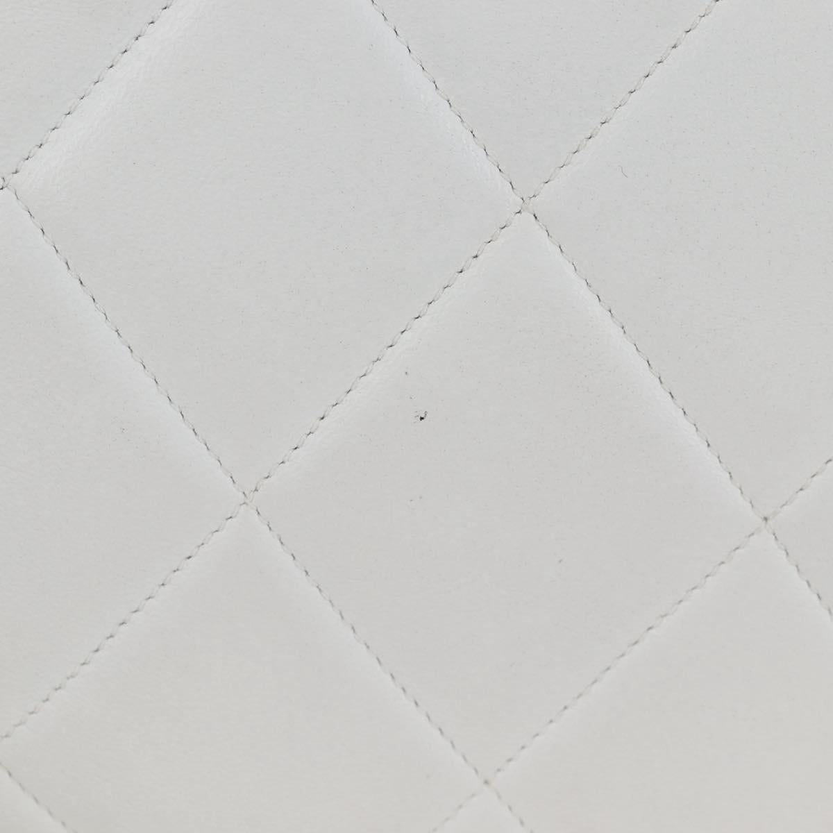 CHANEL Matelasse Chain Shoulder Bag Lamb Skin White CC Auth 134221