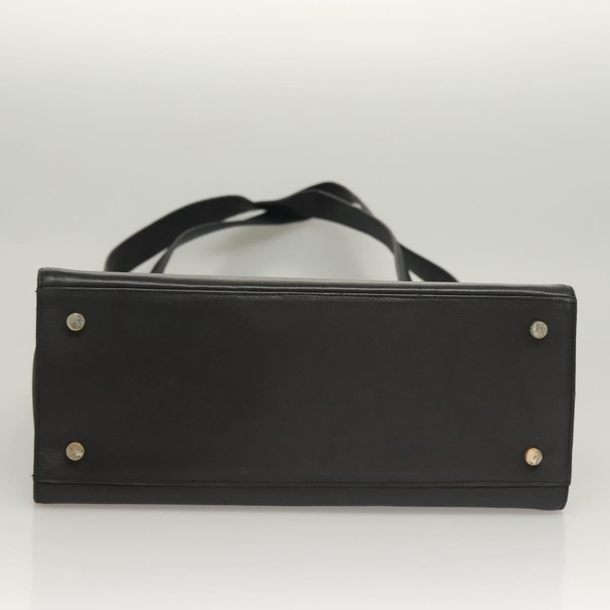 Salvatore Ferragamo Gancini Shoulder Bag Leather Black Gold Auth 134227