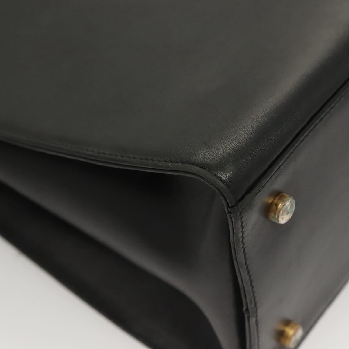 Salvatore Ferragamo Gancini Shoulder Bag Leather Black Gold Auth 134227