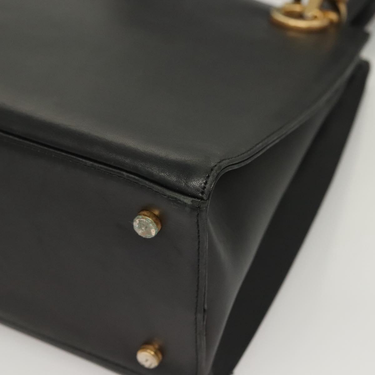Salvatore Ferragamo Gancini Shoulder Bag Leather Black Gold Auth 134227
