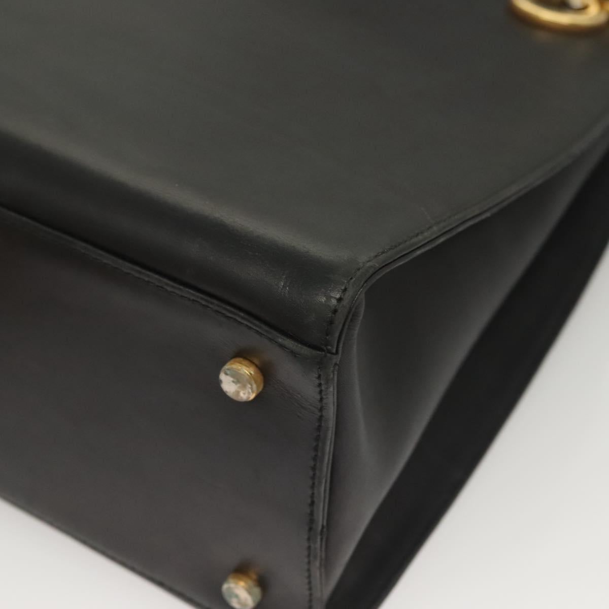 Salvatore Ferragamo Gancini Shoulder Bag Leather Black Gold Auth 134227