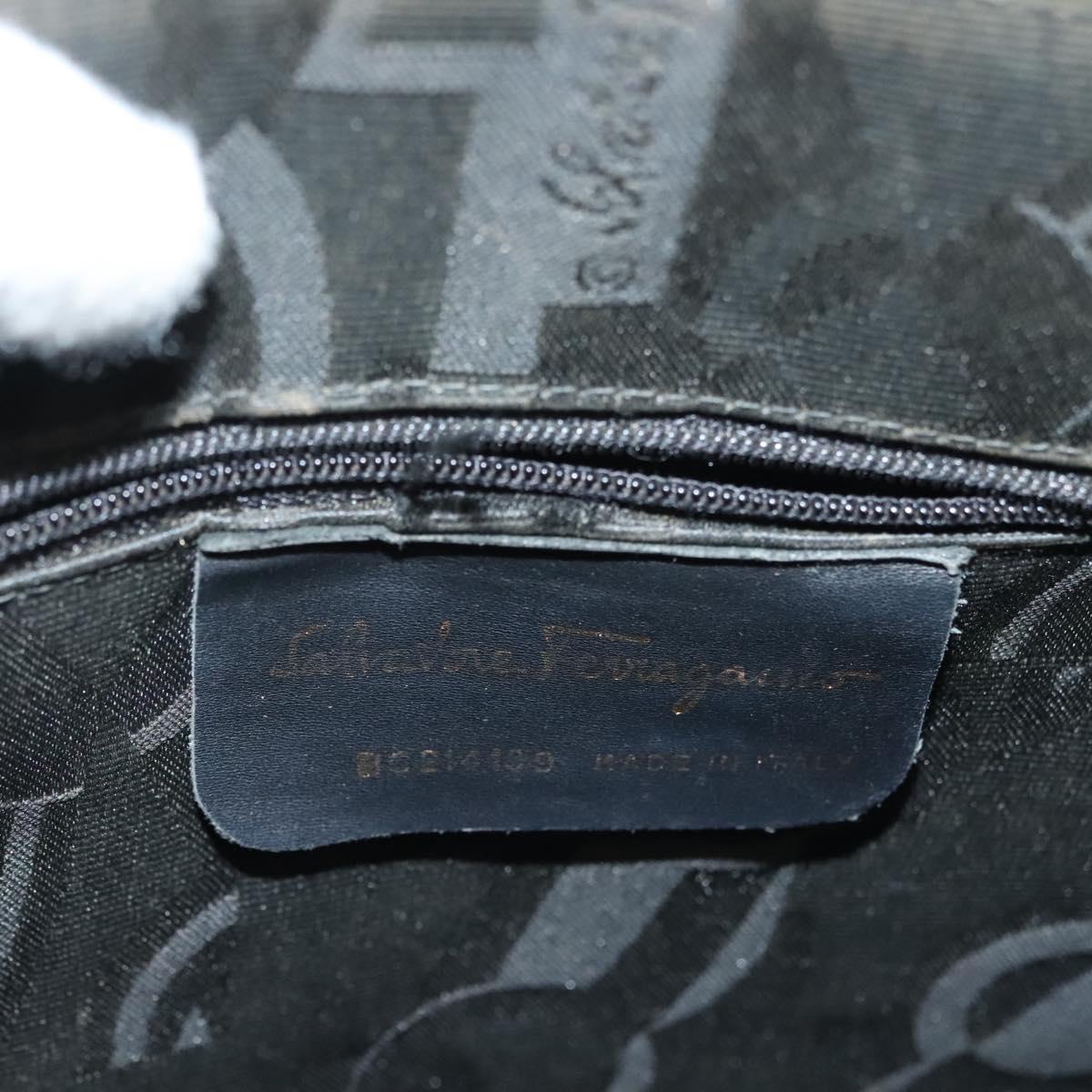 Salvatore Ferragamo Gancini Shoulder Bag Leather Black Gold Auth 134227