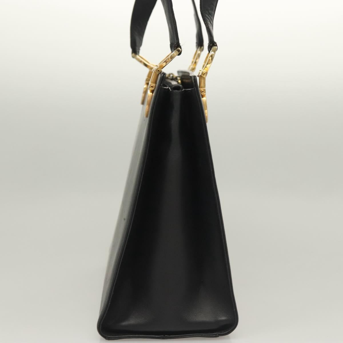 Salvatore Ferragamo Gancini Shoulder Bag Leather Black Gold Auth 134227