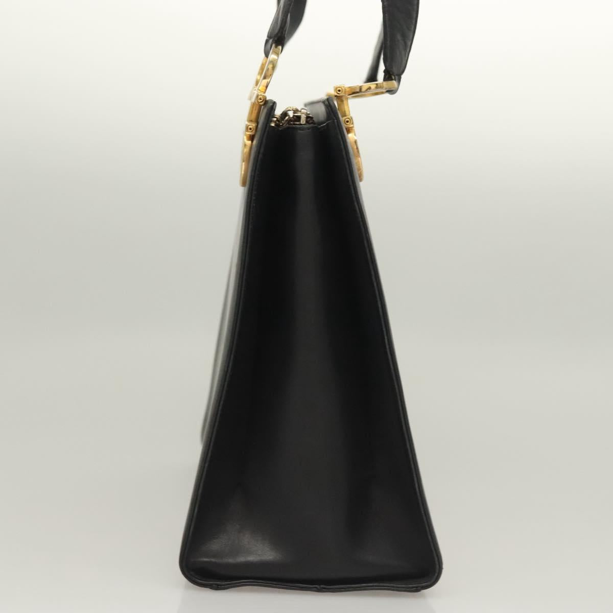 Salvatore Ferragamo Gancini Shoulder Bag Leather Black Gold Auth 134227