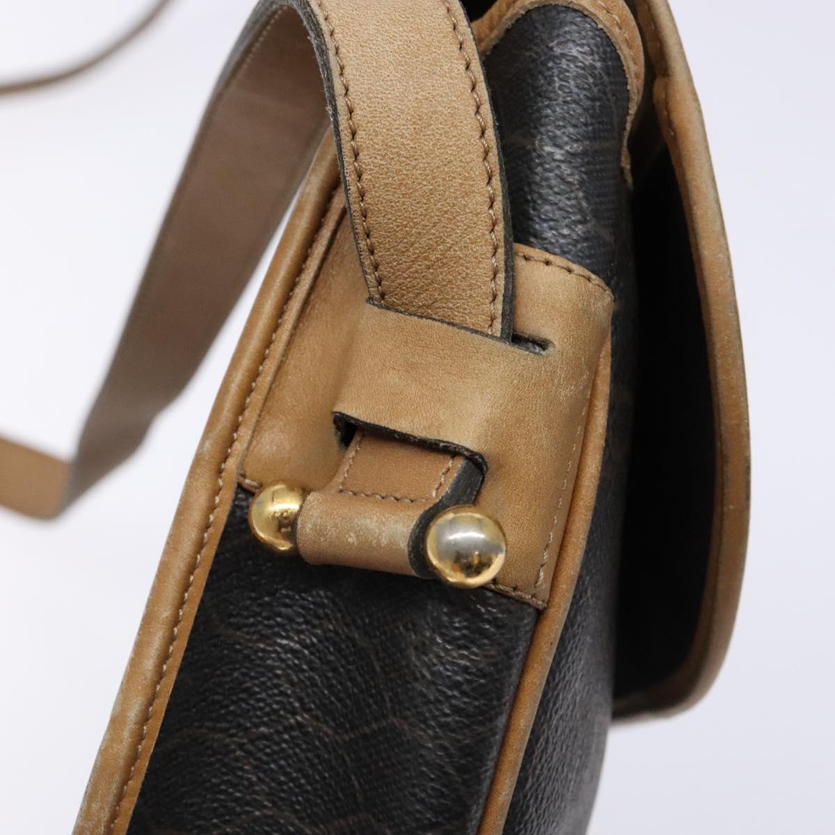 Christian Dior Honeycomb Canvas Shoulder Bag PVC Black Gold Auth 134233