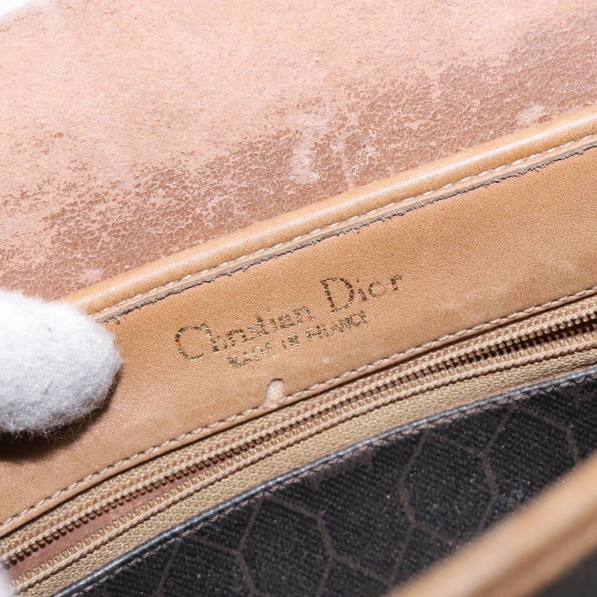 Christian Dior Honeycomb Canvas Shoulder Bag PVC Black Gold Auth 134233