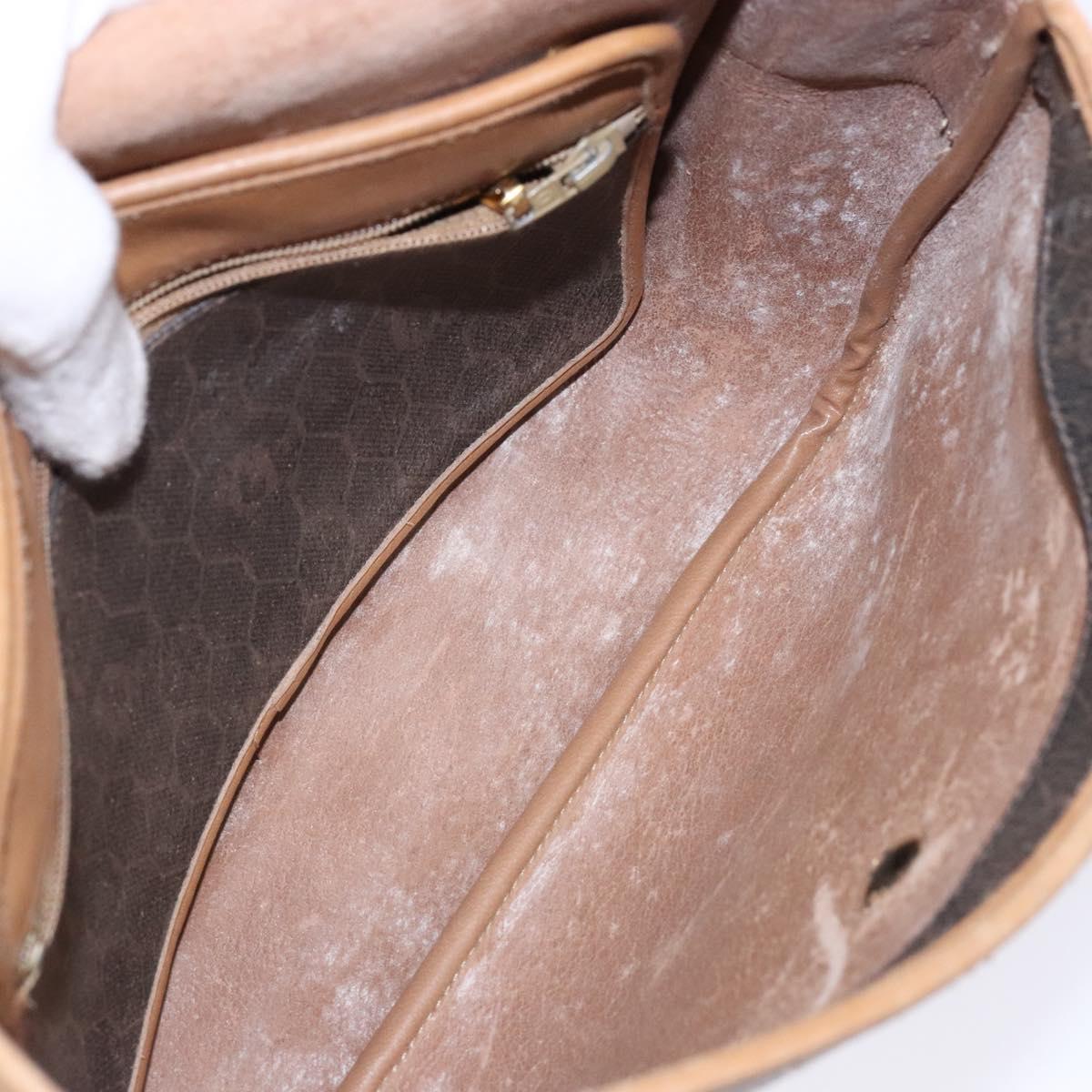 Christian Dior Honeycomb Canvas Shoulder Bag PVC Black Gold Auth 134233