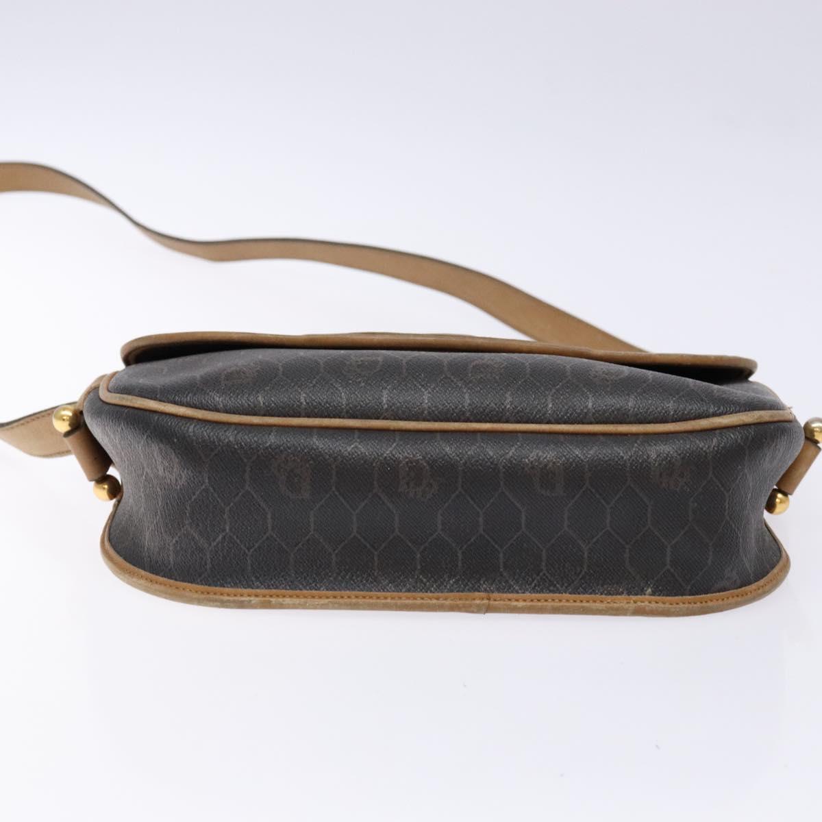 Christian Dior Honeycomb Canvas Shoulder Bag PVC Black Gold Auth 134233