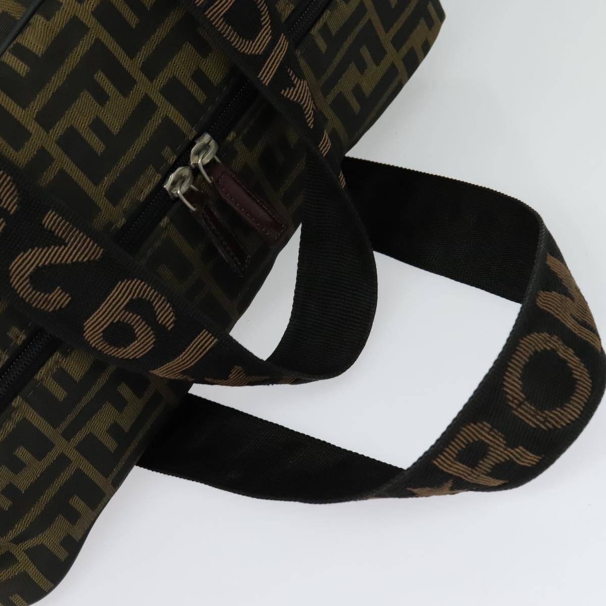 FENDI Zucca Canvas Shoes bag Brown Black Auth 134236