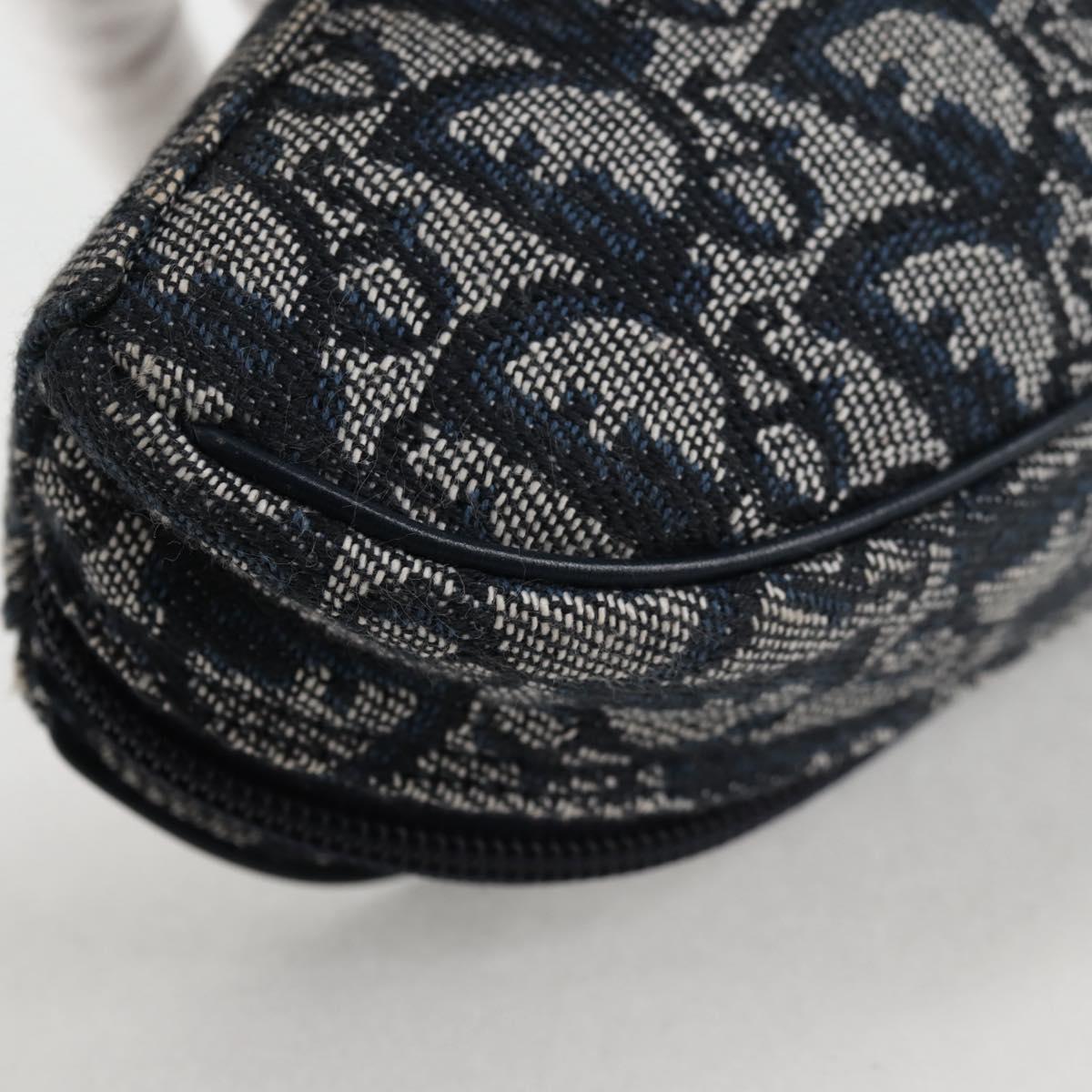 Christian Dior Trotter Canvas Saddle Pouch Navy Gold Auth 134254V