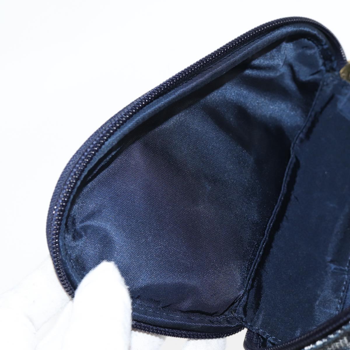Christian Dior Trotter Canvas Saddle Pouch Navy Gold Auth 134254V