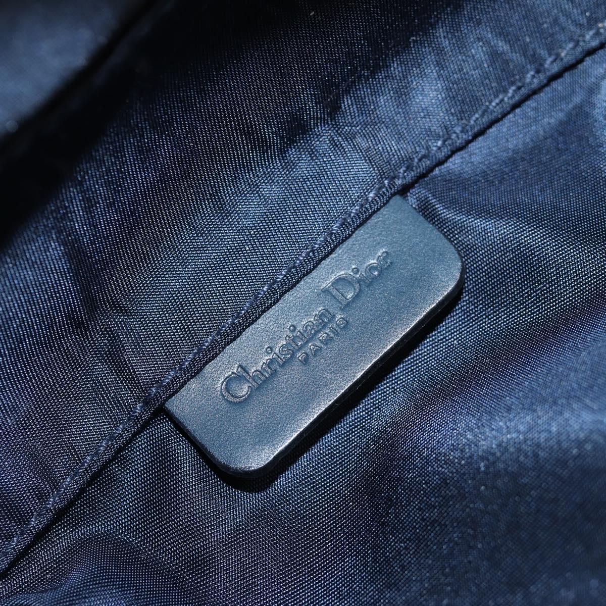 Christian Dior Trotter Canvas Saddle Pouch Navy Gold Auth 134254V