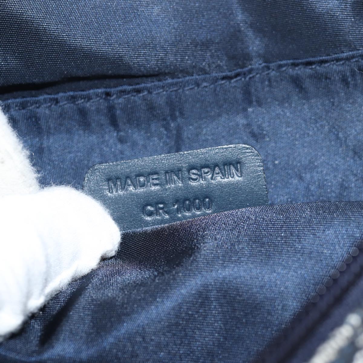 Christian Dior Trotter Canvas Saddle Pouch Navy Gold Auth 134254V