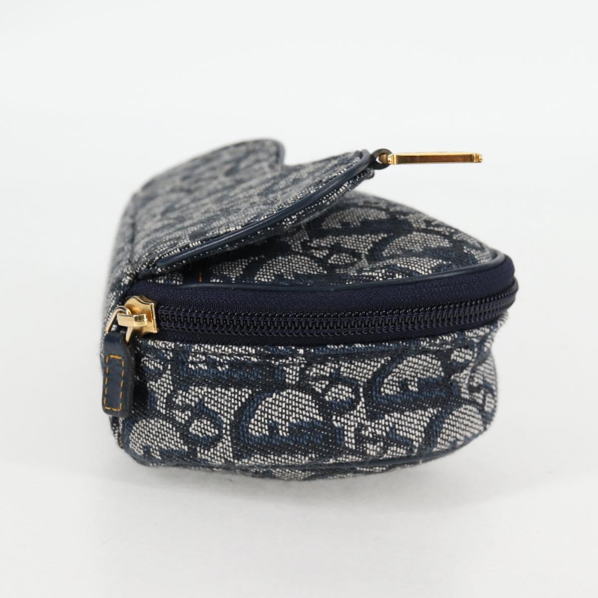 Christian Dior Trotter Canvas Saddle Pouch Navy Gold Auth 134254V