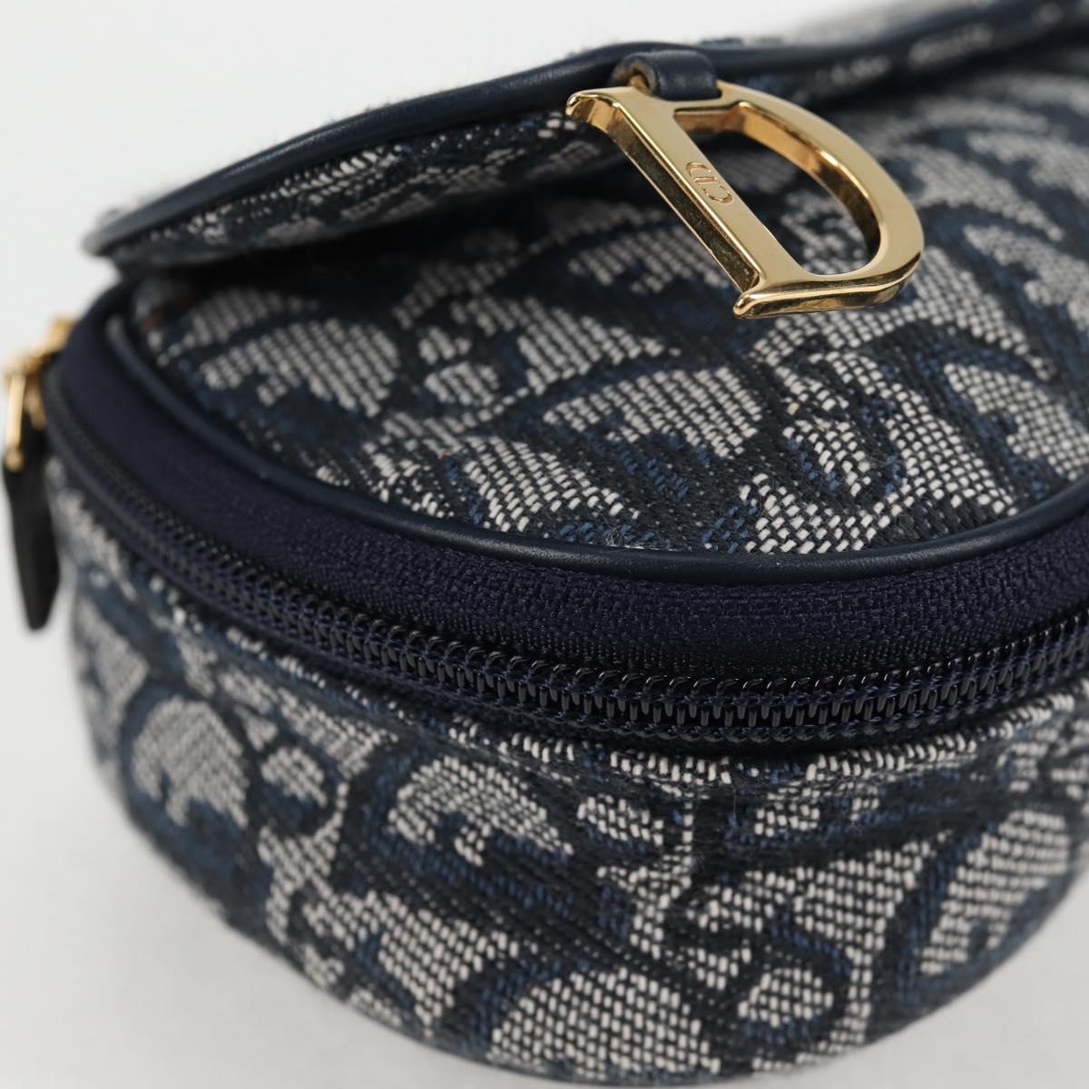 Christian Dior Trotter Canvas Saddle Pouch Navy Gold Auth 134254V