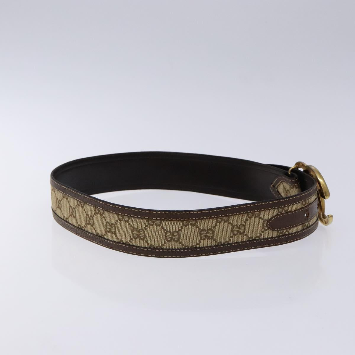 GUCCI GG Canvas Belt Vintage Beige Gold Auth 134270