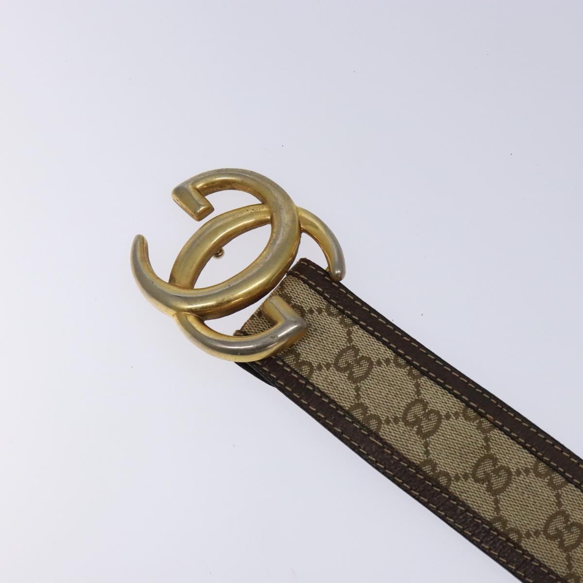 GUCCI GG Canvas Belt Vintage Beige Gold Auth 134270